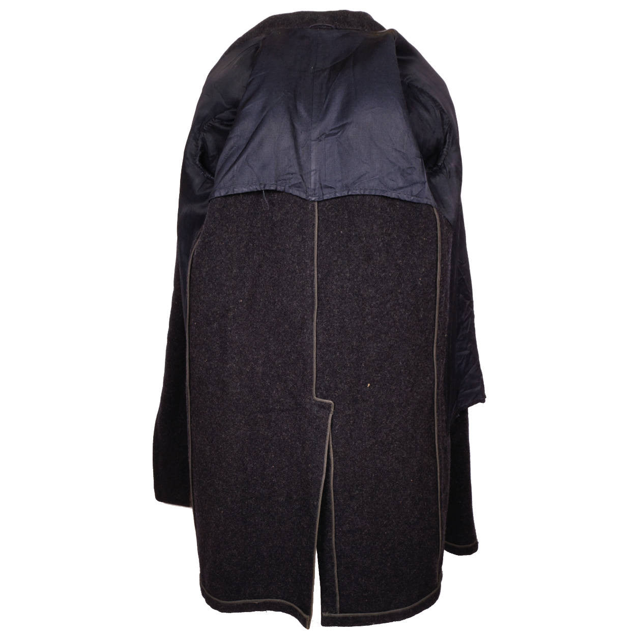 Vintage 1940s Mens Wool Coat Overcoat Midnight Blue Size M / L 1944 WWII - Poppy's Vintage Clothing