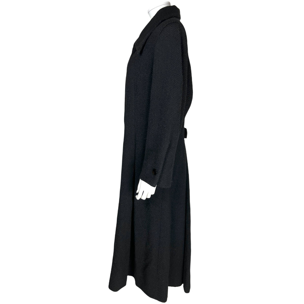 Vintage 1940s Ladies Coat Black Wool w Pointy Collar Size M