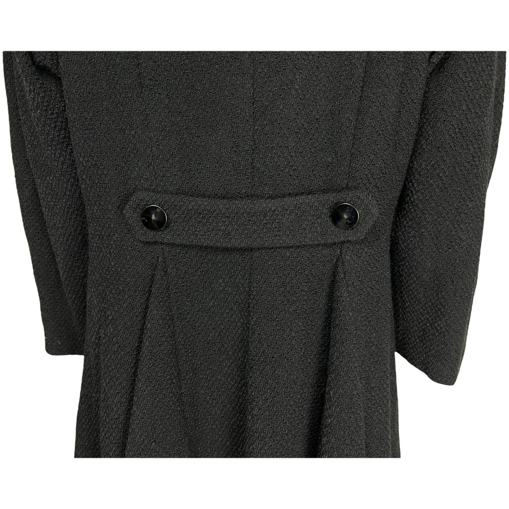 Vintage 1940s Ladies Coat Black Wool w Pointy Collar Size M