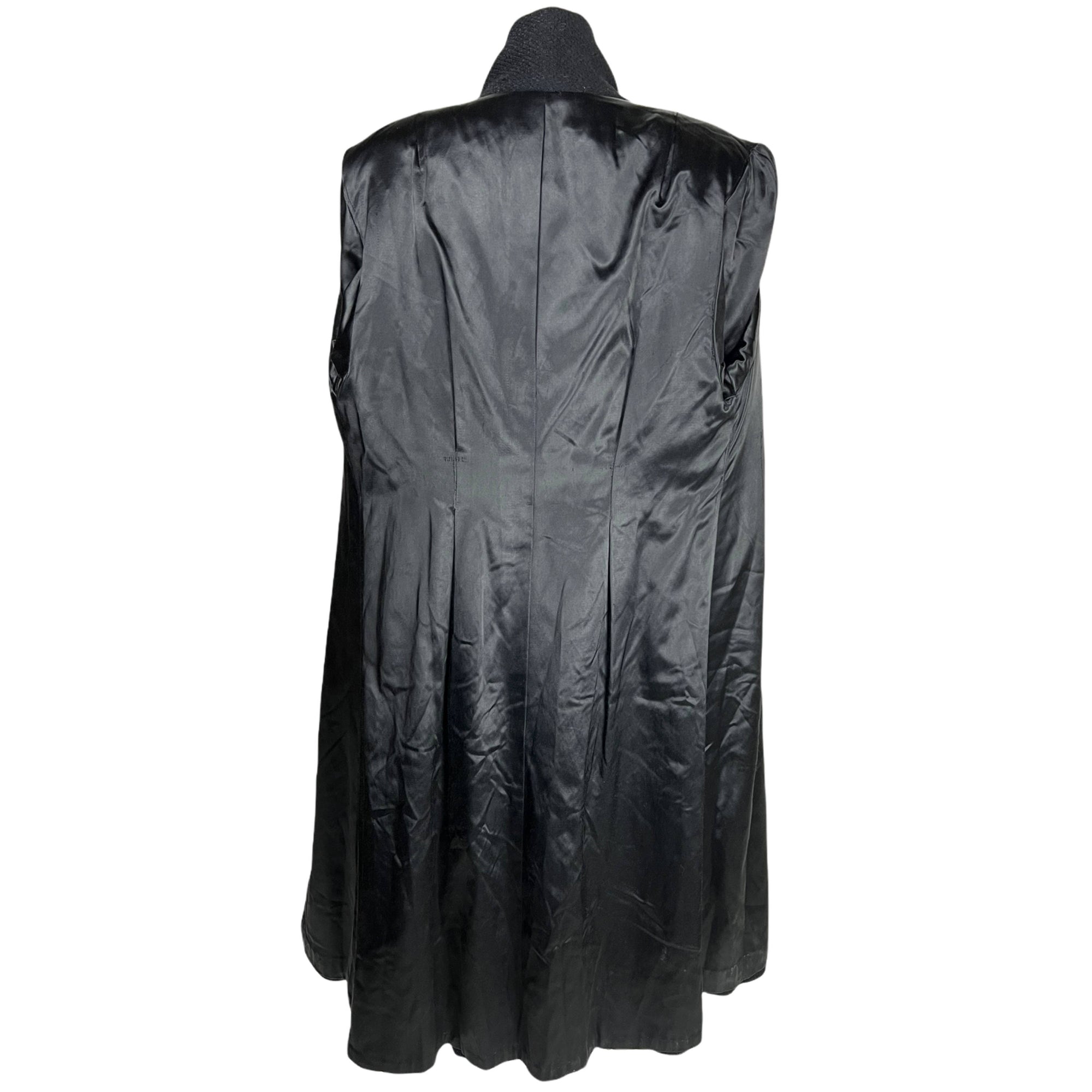 Vintage 1940s Ladies Coat Black Wool w Pointy Collar Size M