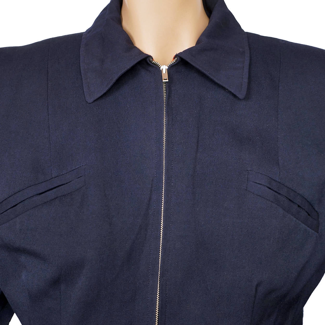 Vintage 1940s Ski Jacket Navy Blue Gabardine Ladies Size M - Poppy's Vintage Clothing