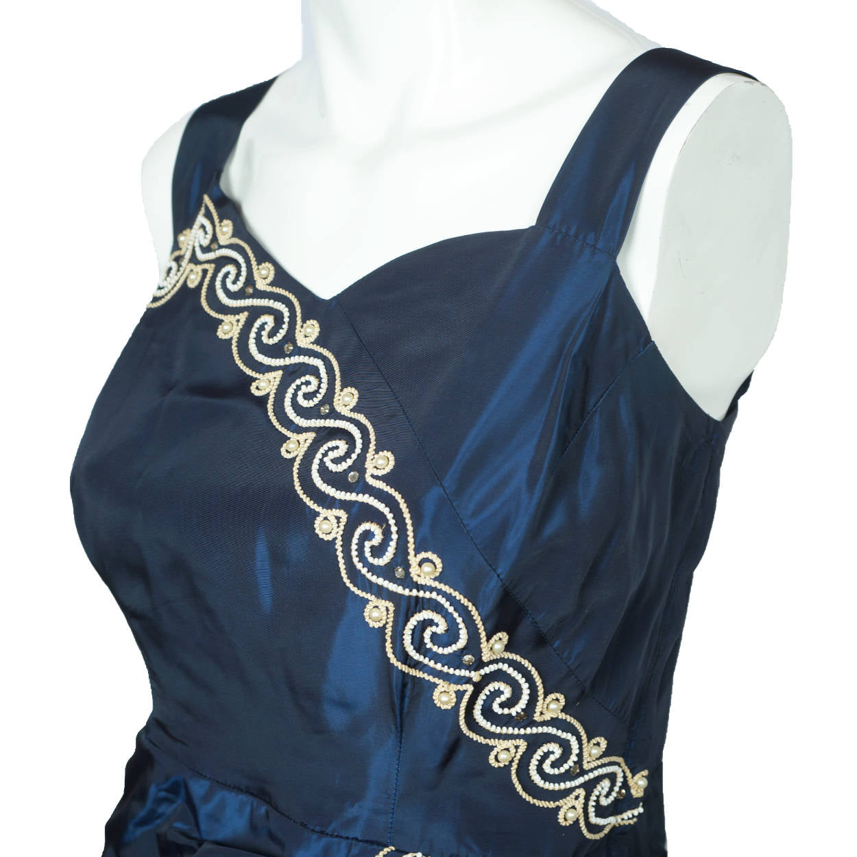Vintage 1940s Cocktail Party Dress Beaded Blue Taffeta Size M Poppy's Vintage Clothing Vintage 1940s Cocktail Party Dress Beaded Blue Taffeta Size M Poppy's Vintage Clothing