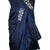 Vintage 1940s Cocktail Party Dress Beaded Blue Taffeta Size M - Poppy's Vintage Clothing
