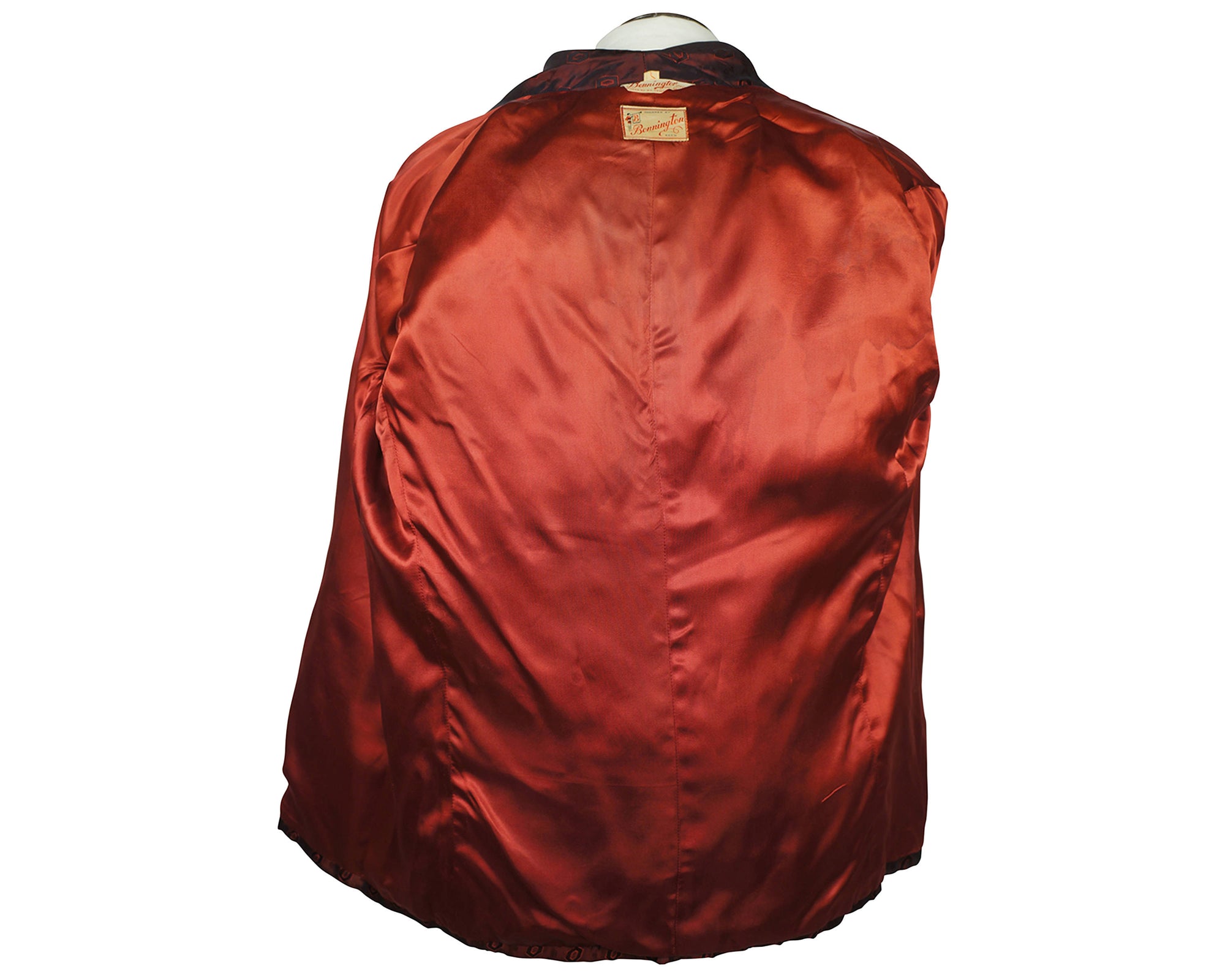 Vintage 1940s Maroon Smoking Jacket Bonnington Short Lounging Robe Mens Size Large 44 - Poppy's Vintage Clothing