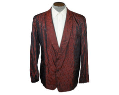 Vintage 1940s Maroon Smoking Jacket Bonnington Short Lounging Robe Mens Size Large 44 - Poppy's Vintage Clothing