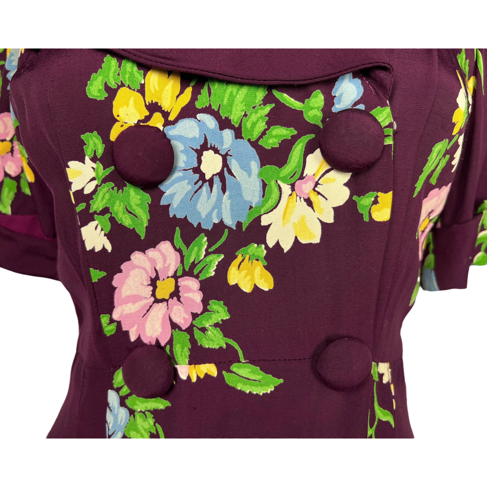 Vintage 1940s Ladies Dressing Gown Floral Chintz Rayon Robe