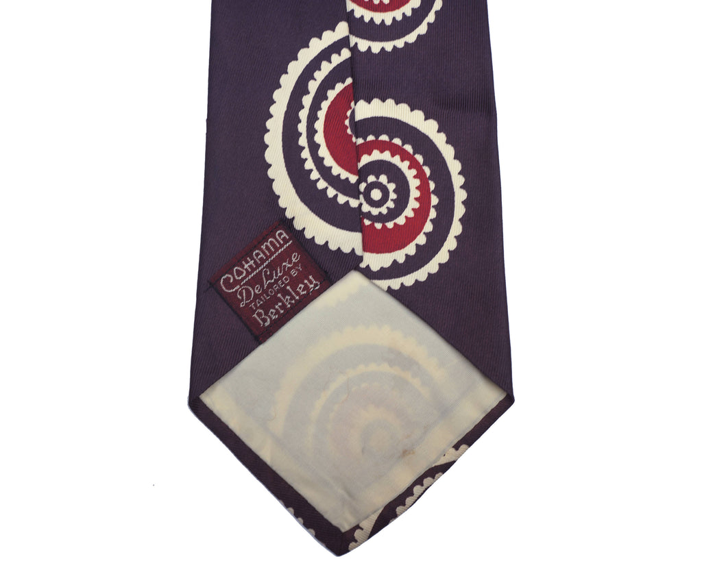 Vintage 1940s Swing Tie Mens Purple Necktie Geometric Pattern Cohama by Berkley - Poppy's Vintage Clothing