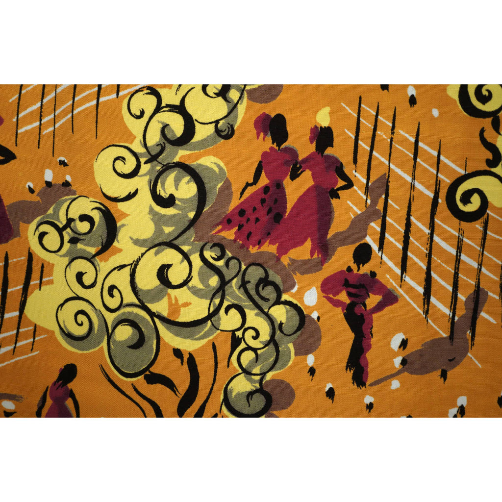 Vintage 1940s Sewing Fabric Novelty Print Faille Rayon Material 35.5” by 76” - Poppy's Vintage Clothing