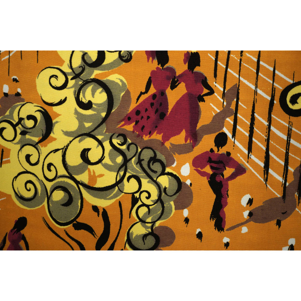 Vintage 1940s Sewing Fabric Novelty Print Faille Rayon Material 35.5” by 76” - Poppy's Vintage Clothing