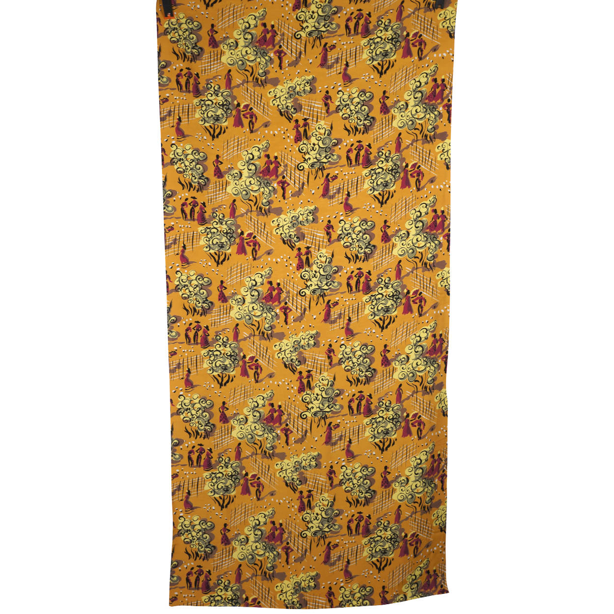 Vintage 1940s Sewing Fabric Novelty Print Faille Rayon Material 35.5” by 76” - Poppy's Vintage Clothing