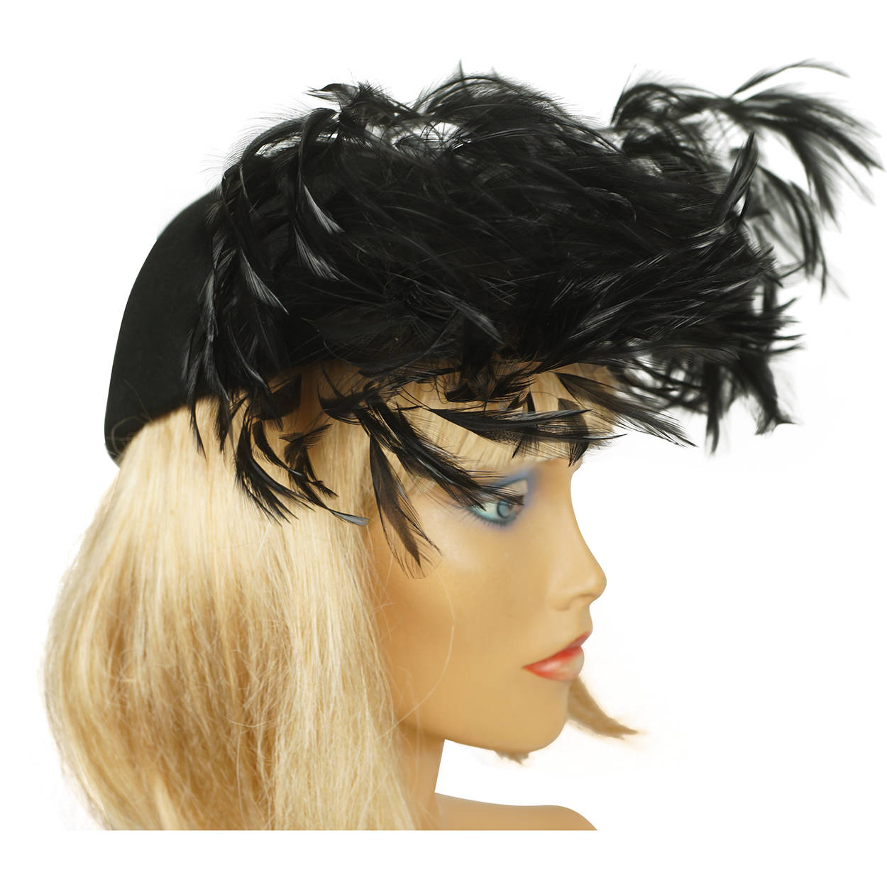 Vintage 1940s Cocktail Hat Black Felt Fascinator - Poppy's Vintage Clothing