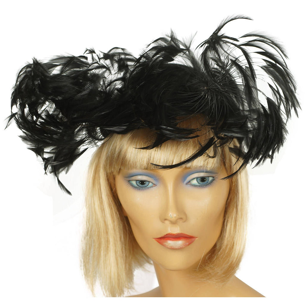 Vintage 1940s Cocktail Hat Black Felt Fascinator - Poppy's Vintage Clothing