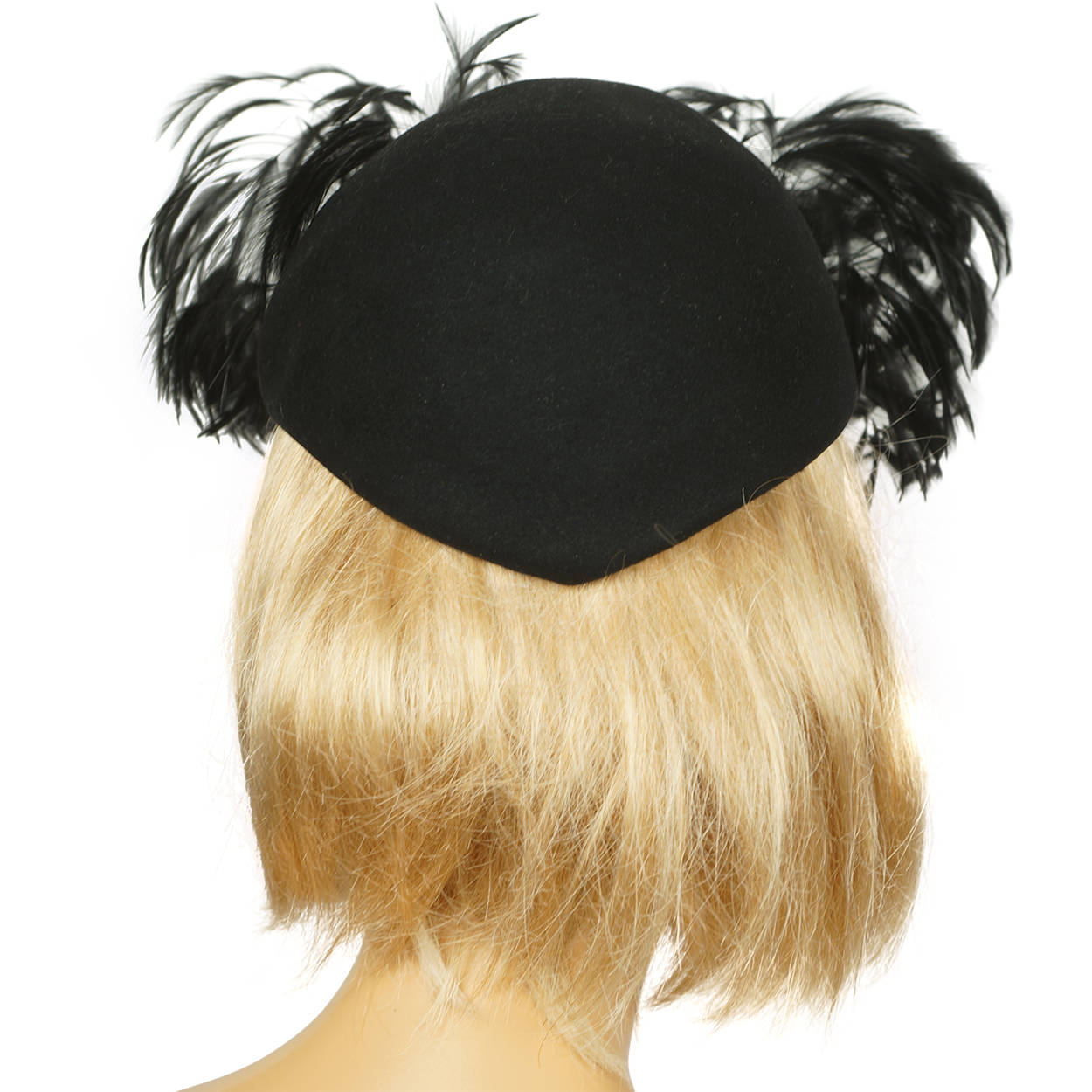 Vintage 1940s Cocktail Hat Black Felt Fascinator - Poppy's Vintage Clothing