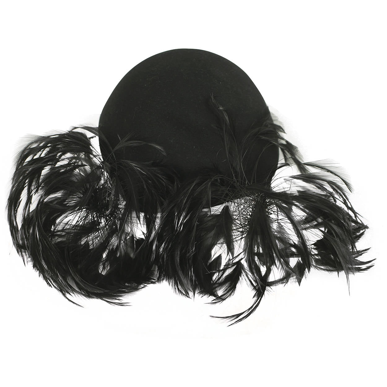Vintage 1940s Cocktail Hat Black Felt Fascinator - Poppy's Vintage Clothing