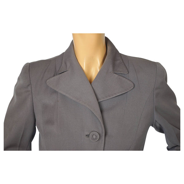 Vintage 1940s Ladies Suit Jacket Grey Gabardine WWII Era Size M