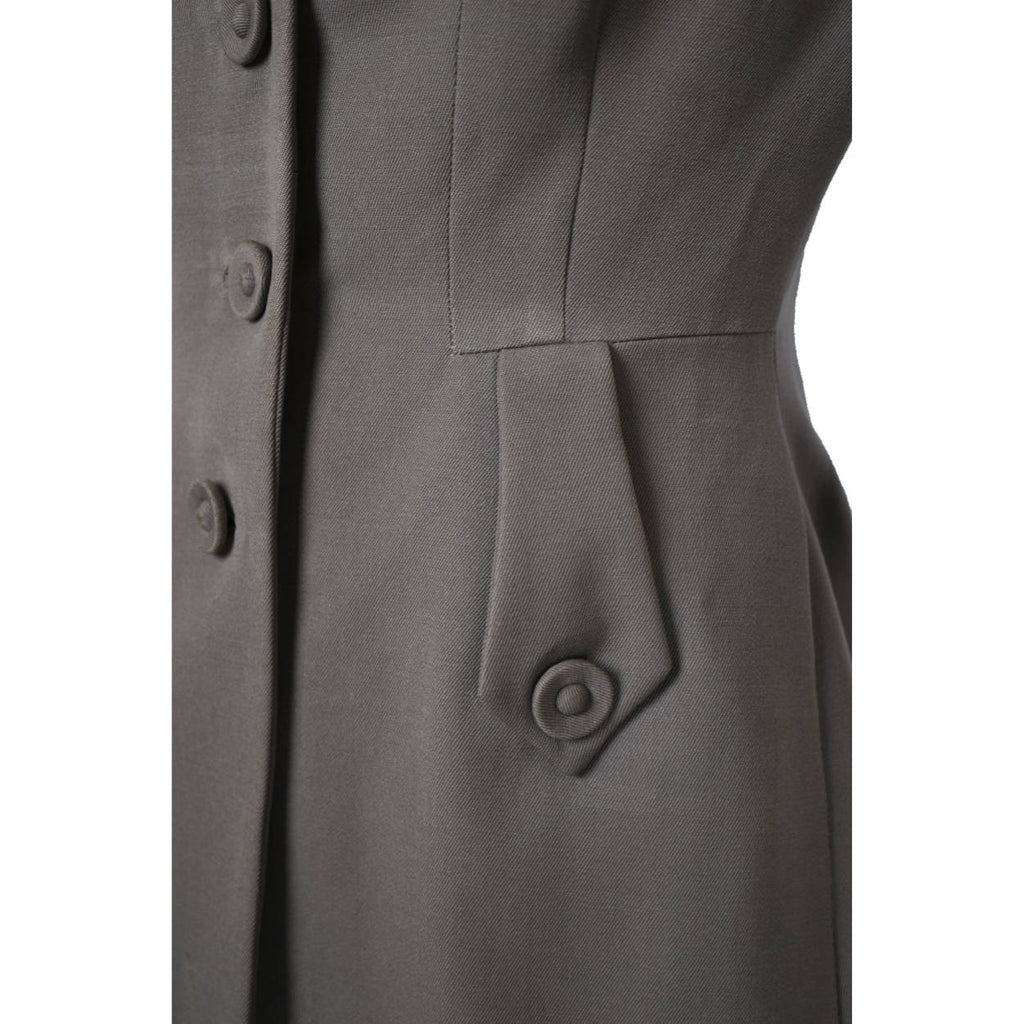 Vintage 1940s Ladies Suit Jacket Grey Gabardine WWII Era Size M - Poppy's Vintage Clothing