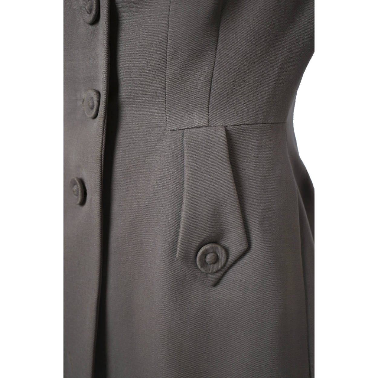 Vintage 1940s Ladies Suit Jacket Grey Gabardine WWII Era Size M - Poppy's Vintage Clothing