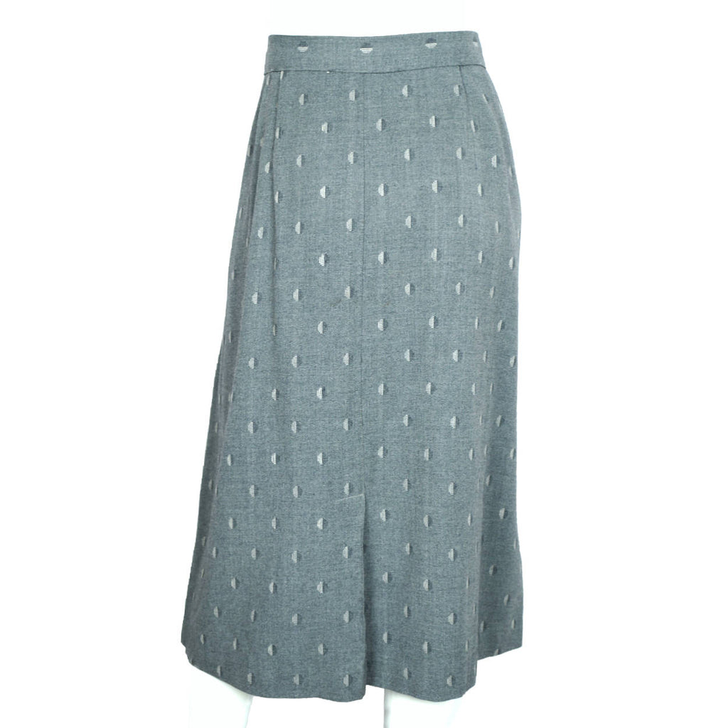 Vintage 1940s 50s Ladies Skirt Suit Silver Grey Wool Size L XL 36” Waist - Poppy's Vintage Clothing