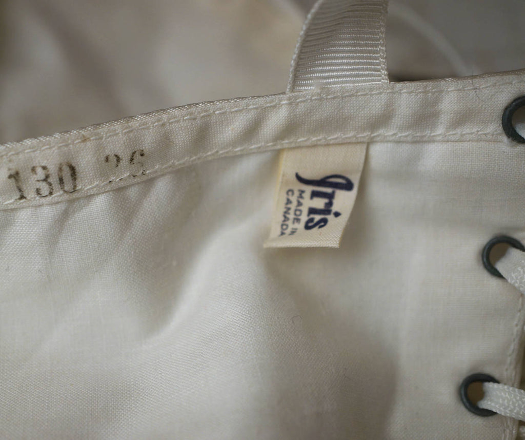 Vintage 1940s Pinup Bra Unused White Satin Lace Up Back Brassiere 36 - Poppy's Vintage Clothing