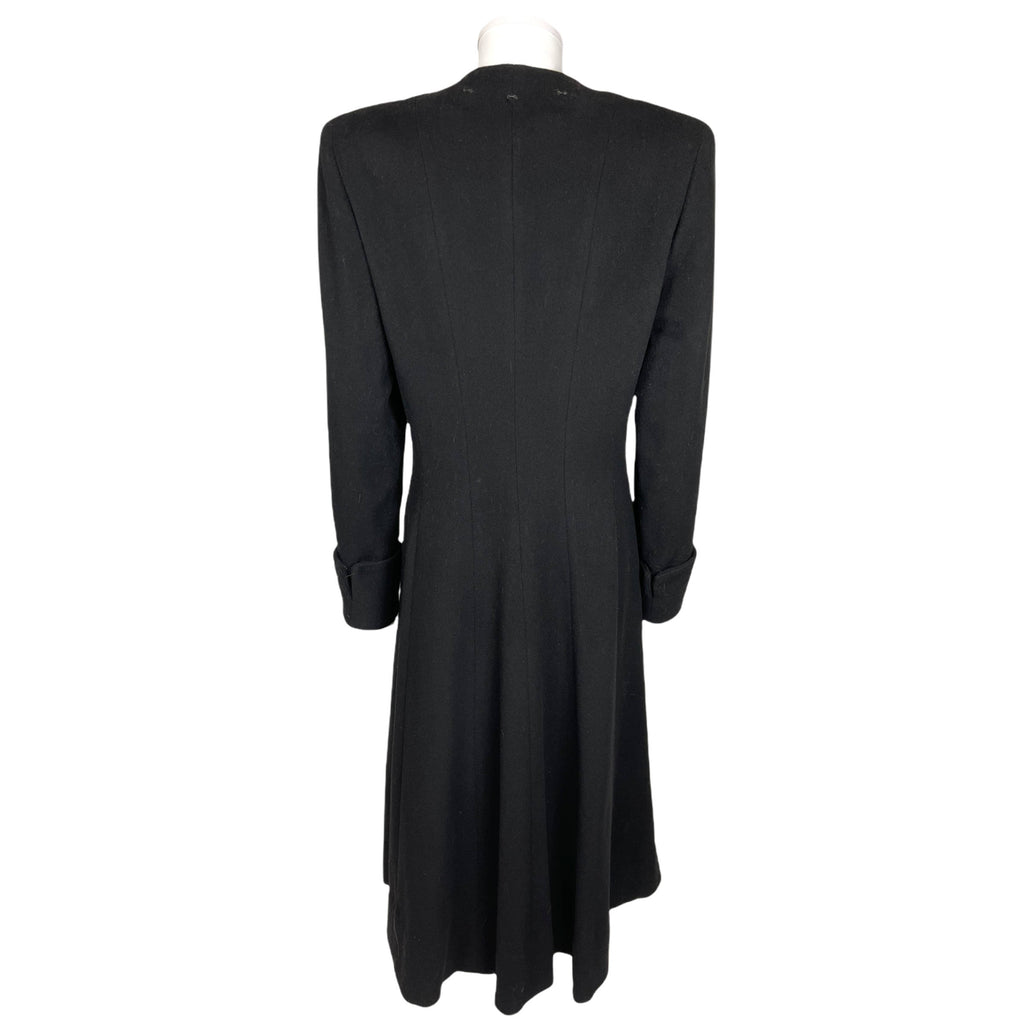 Vintage 1940s Ladies Coat Black Wool Princess Style Size M