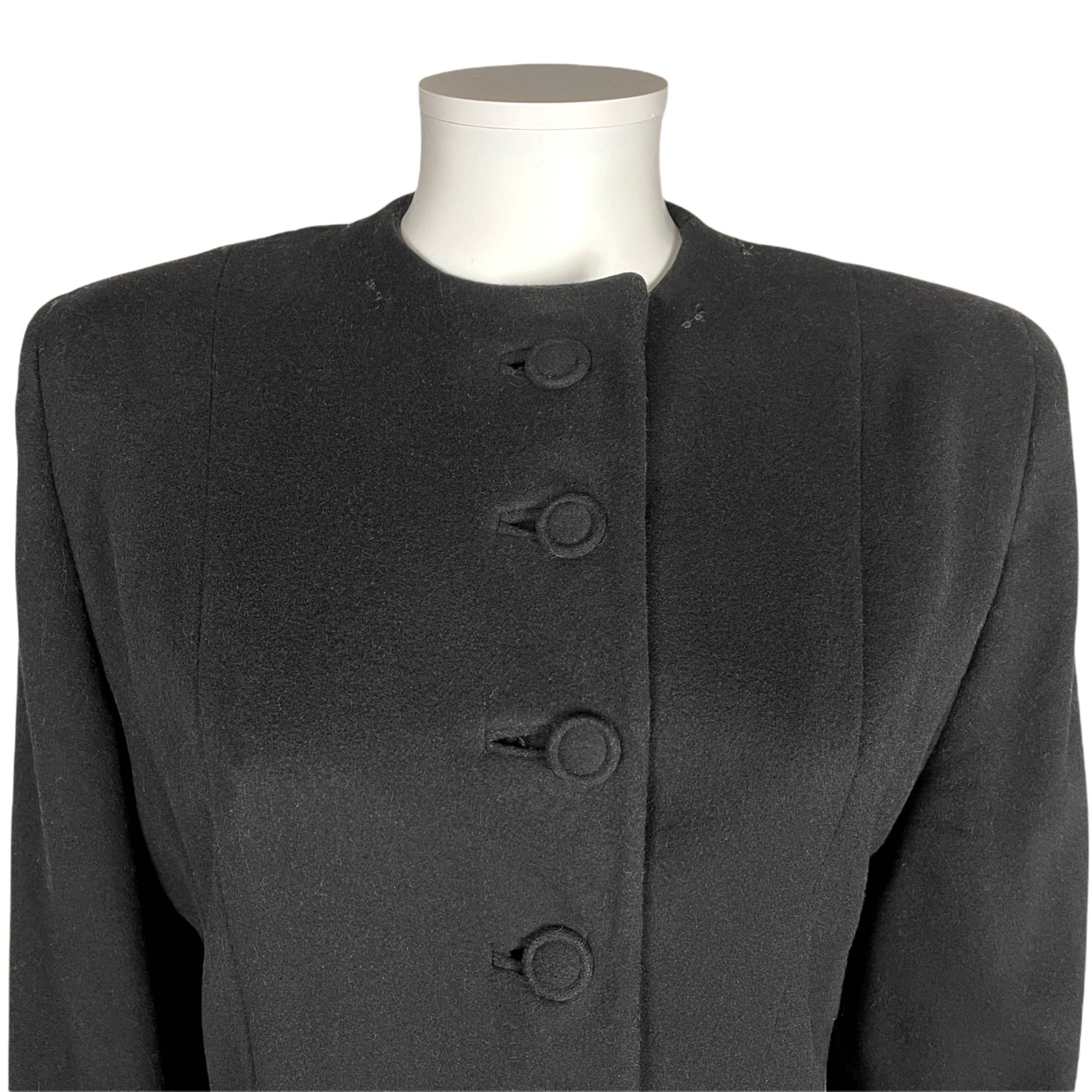 Vintage 1940s Ladies Coat Black Wool Princess Style Size M