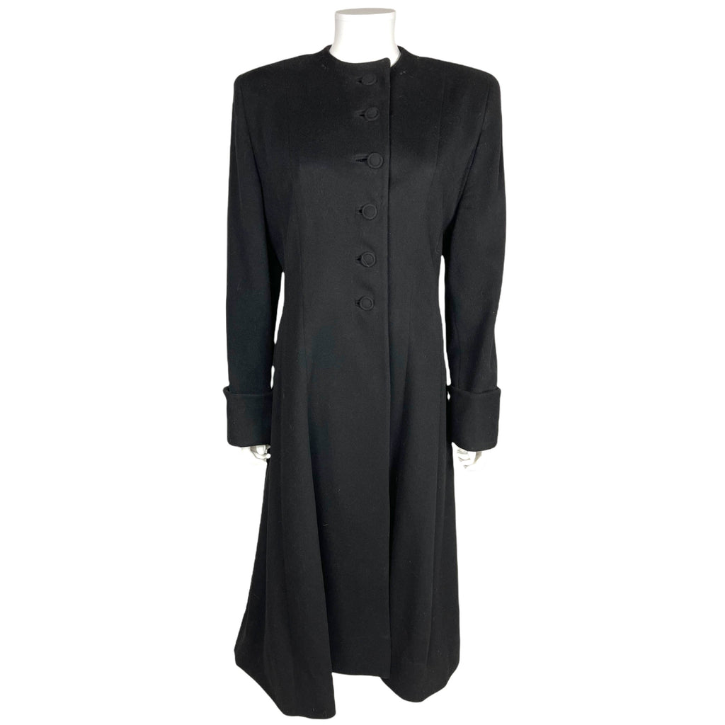ladies black coat dress Vintage 1940s Ladies Coat Black Wool Princess Style Size Medium