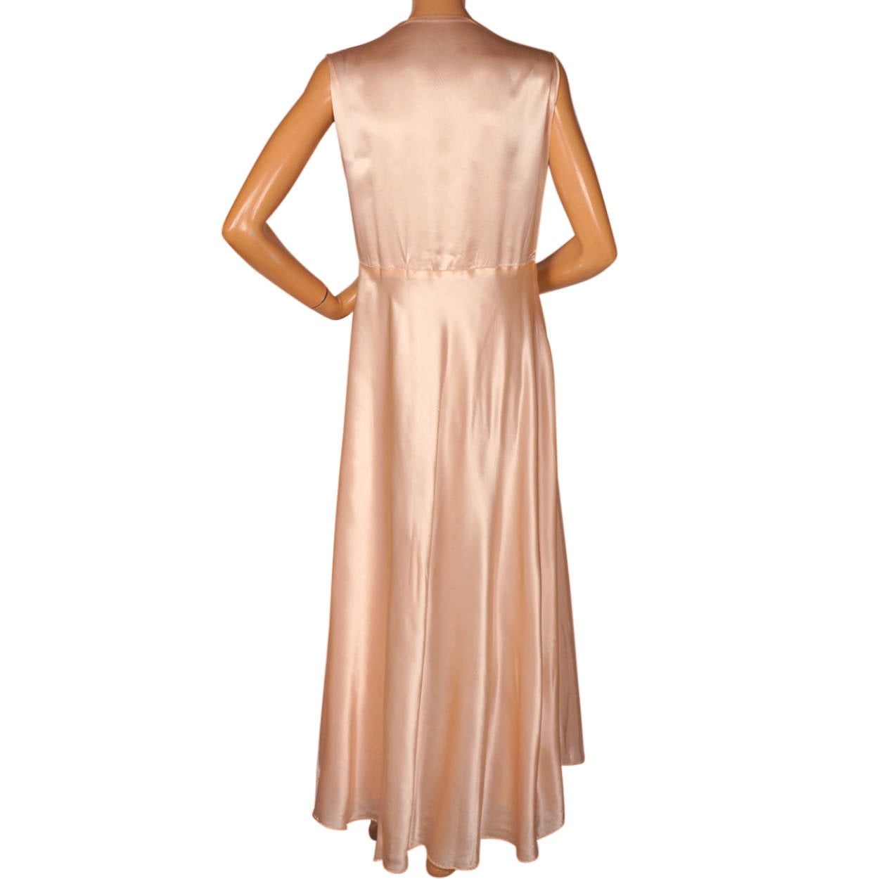 Vintage 1940s Silk Nightgown Pink Nightie w Embroidered Flowers Size M L - Poppy's Vintage Clothing