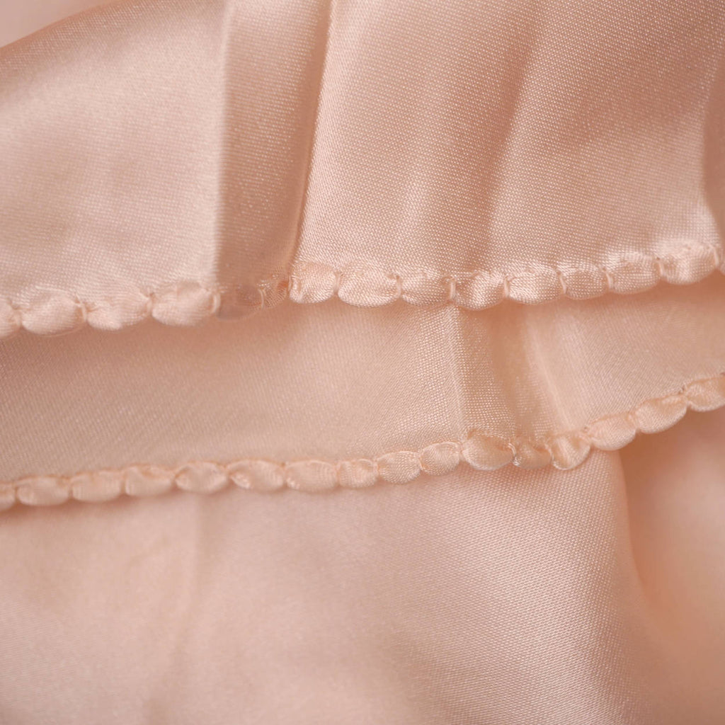 Vintage 1940s Silk Nightgown Pink Nightie w Embroidered Flowers Size M L - Poppy's Vintage Clothing
