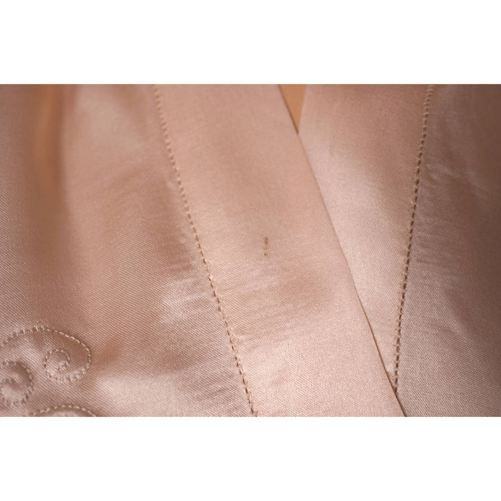 Vintage 1940s Silk Nightgown Pink Nightie w Embroidered Flowers Size M L - Poppy's Vintage Clothing