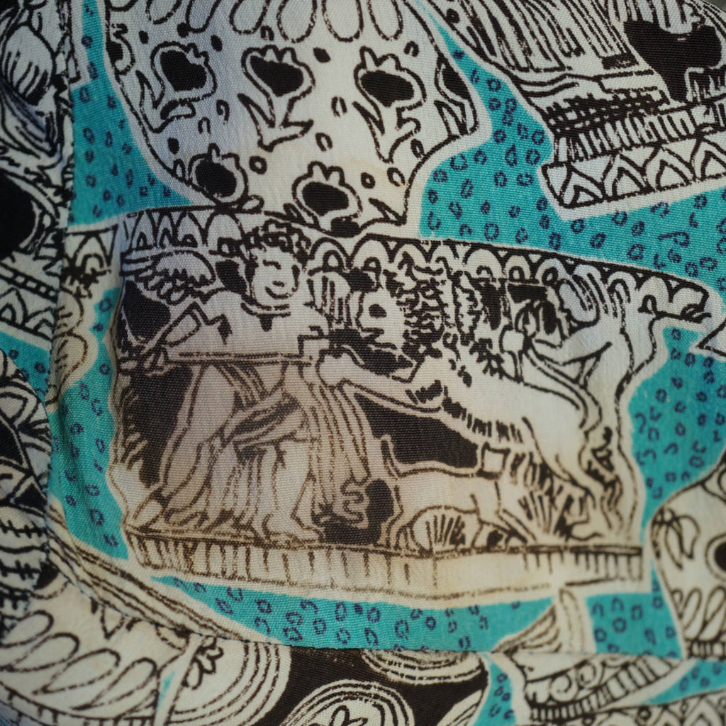 Vintage 1940s Novelty Print Dress Greco Roman Pattern Rayon Crepe Fabric As Is - Poppy's Vintage Clothing