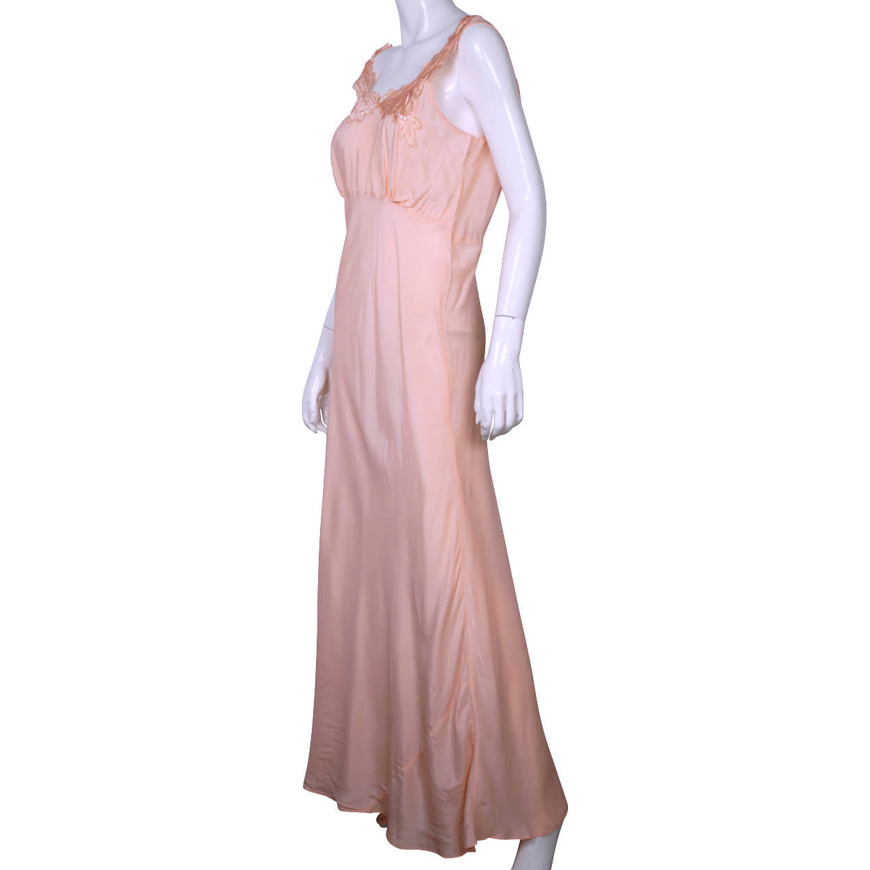 Vintage Nightie 1940s Pink Rayon Nightgown by Silknit w Floral Decoration Size 38 - Poppy's Vintage Clothing