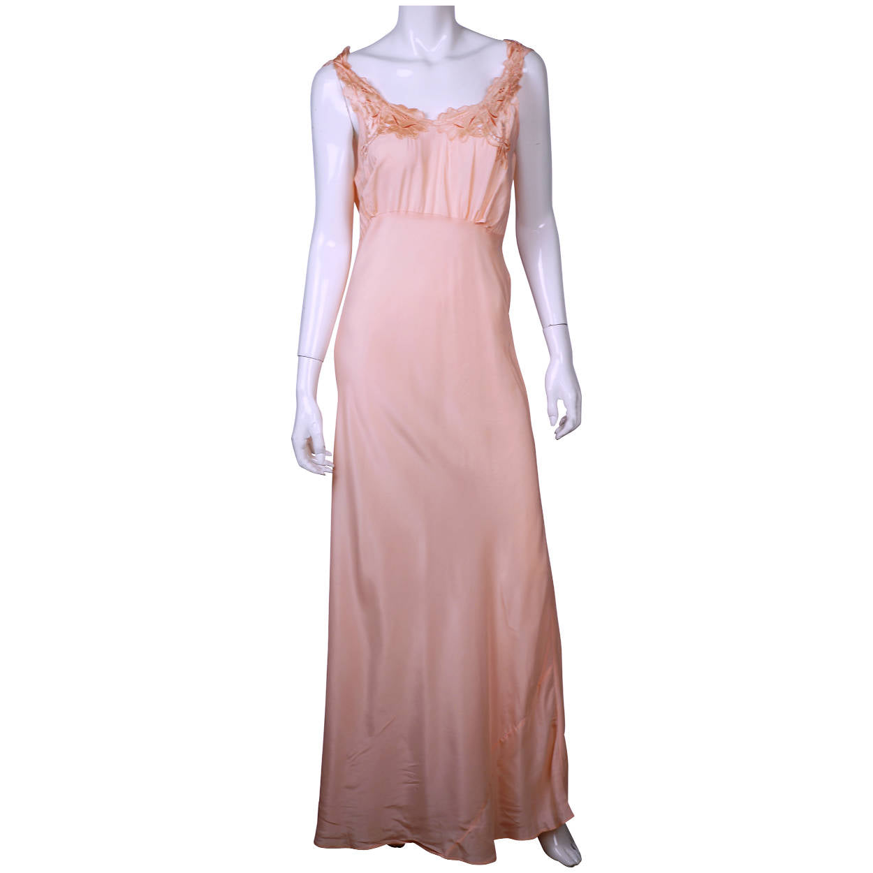 Vintage Nightie 1940s Pink Rayon Nightgown by Silknit w Floral Decoration Size 38 - Poppy's Vintage Clothing