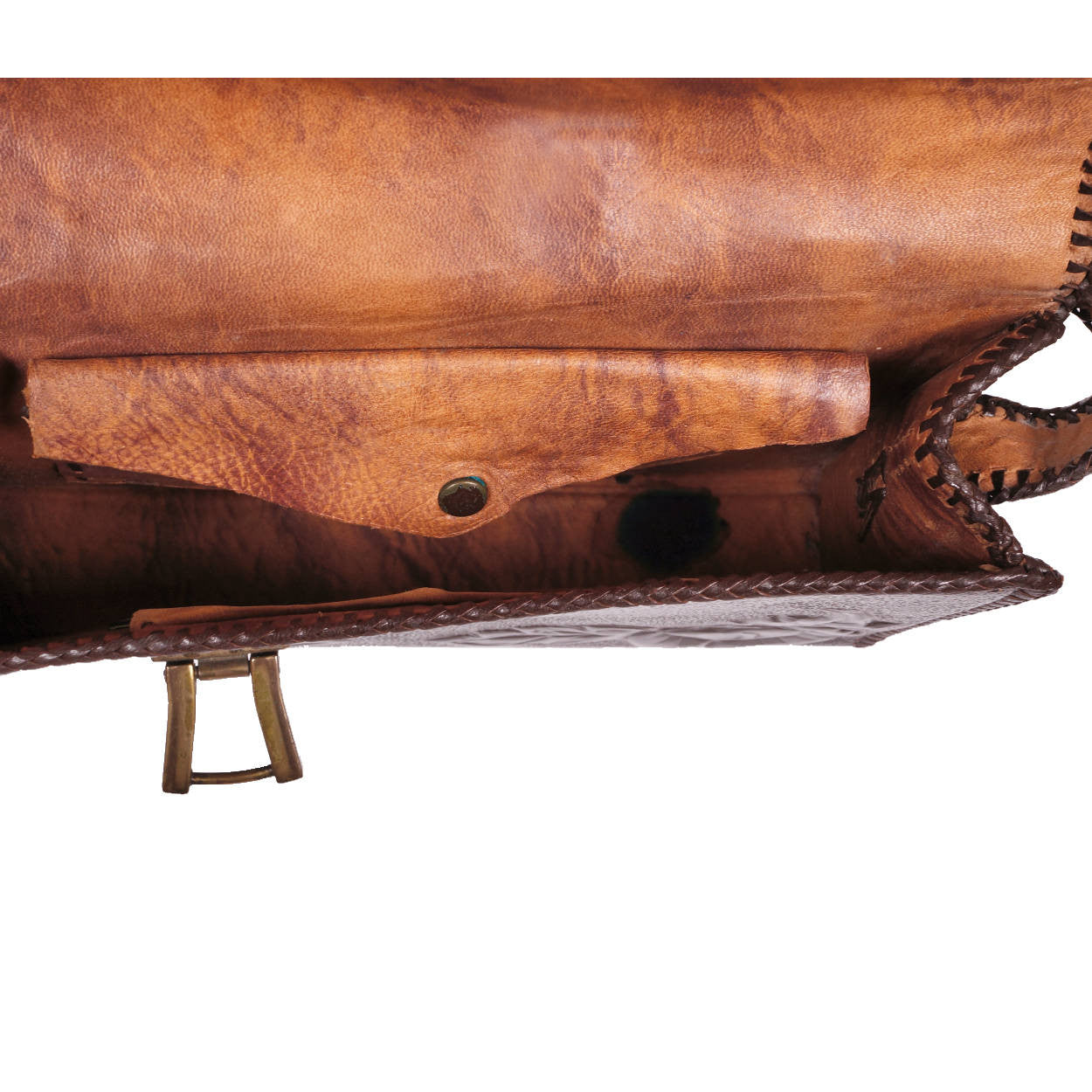 Vintage Hand Tooled Leather Handbag Purse 1940s Rose Motif Monogrammed EC - Poppy's Vintage Clothing