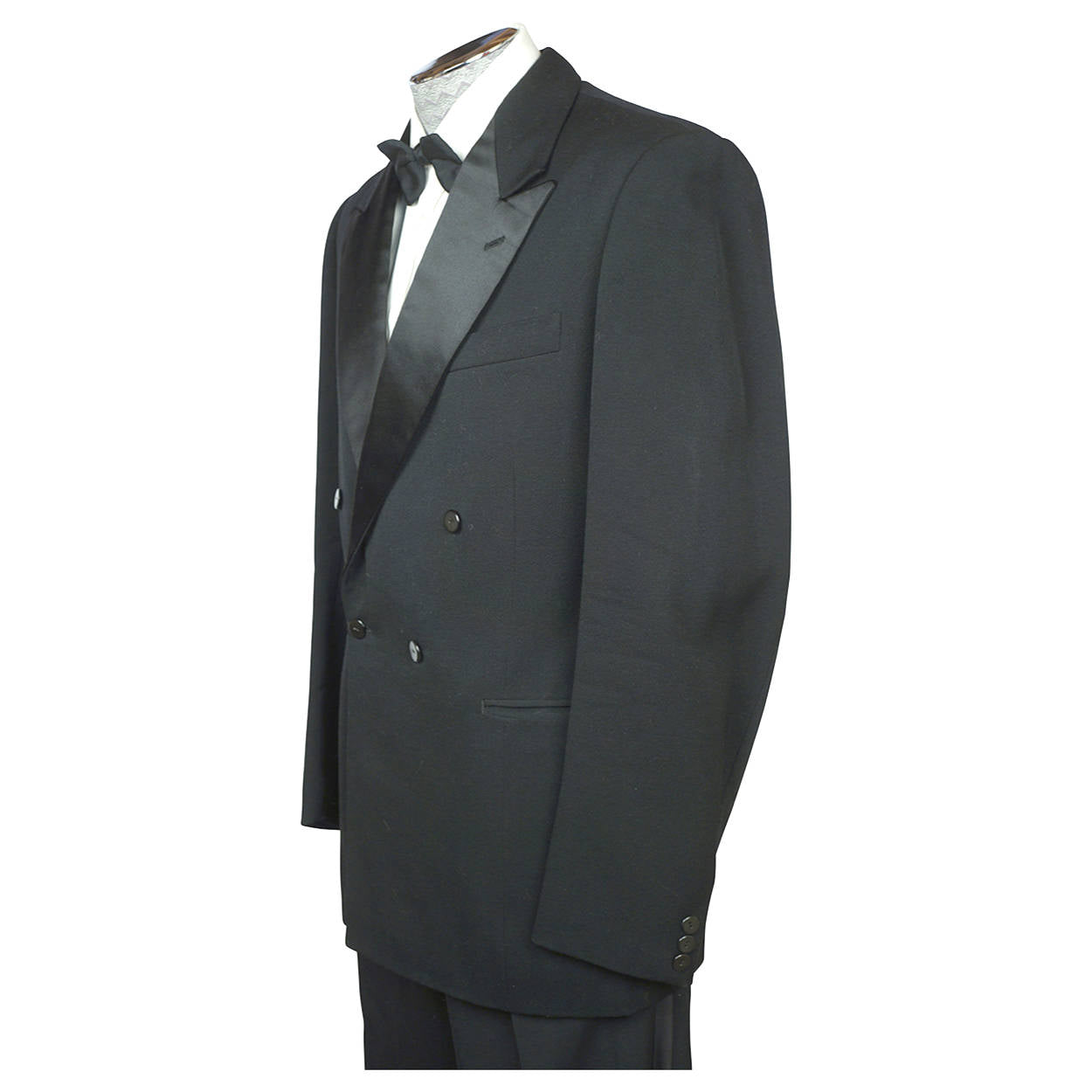 Vintage 1940s Mens Tux Dinner Jacket Fitted Tuxedo w Padded Shoulders Size M - Poppy's Vintage Clothing