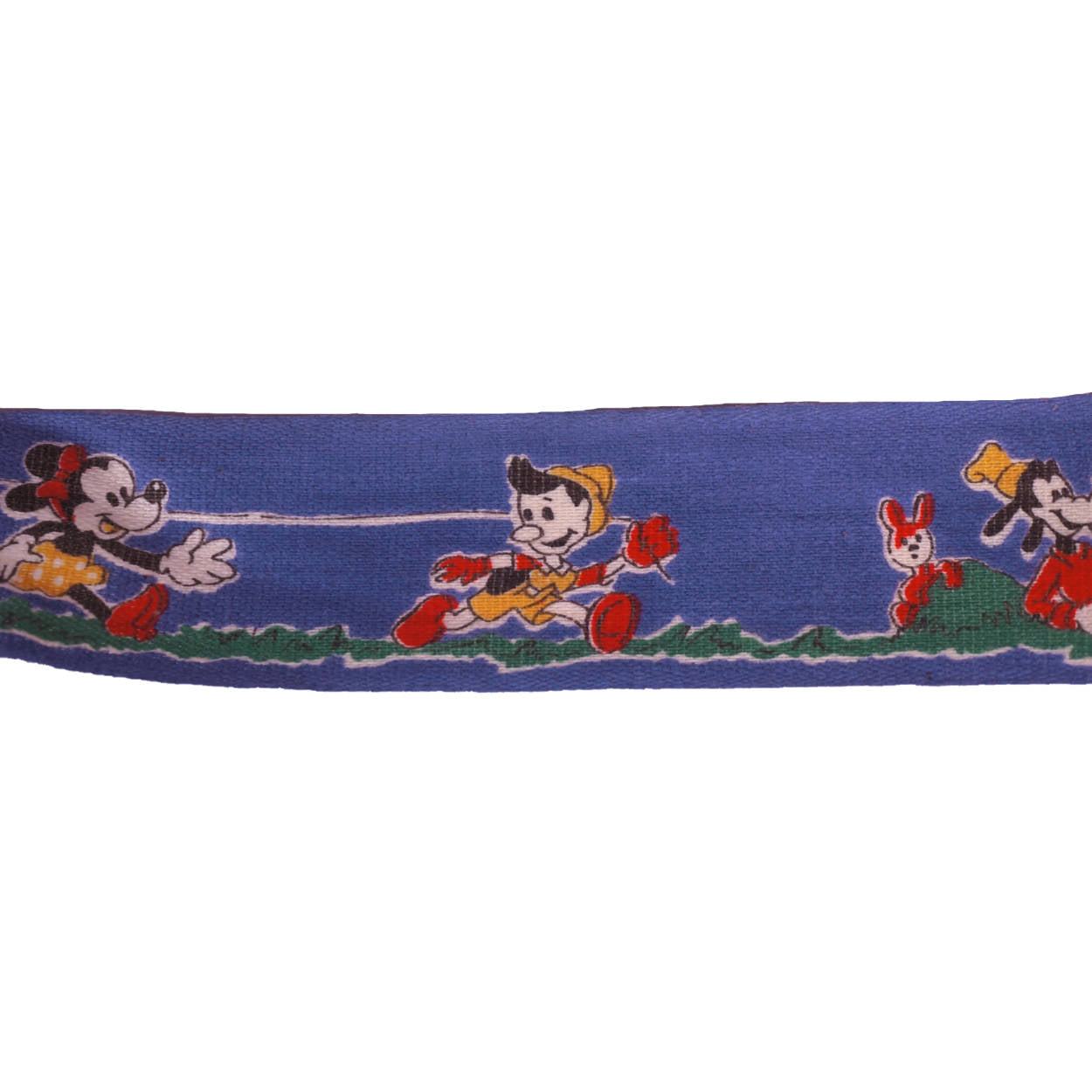 Vintage 1940s Walt Disney Cotton Ribbon Trim Mickey Mouse Goofy Pinocchio Per Yd - Poppy's Vintage Clothing