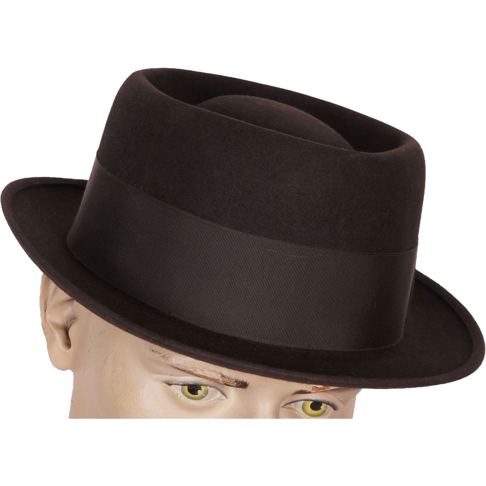 Vintage 1940s Pork Pie Hat - Flat Fedora Style - 7 3/8 - Poppy's Vintage Clothing