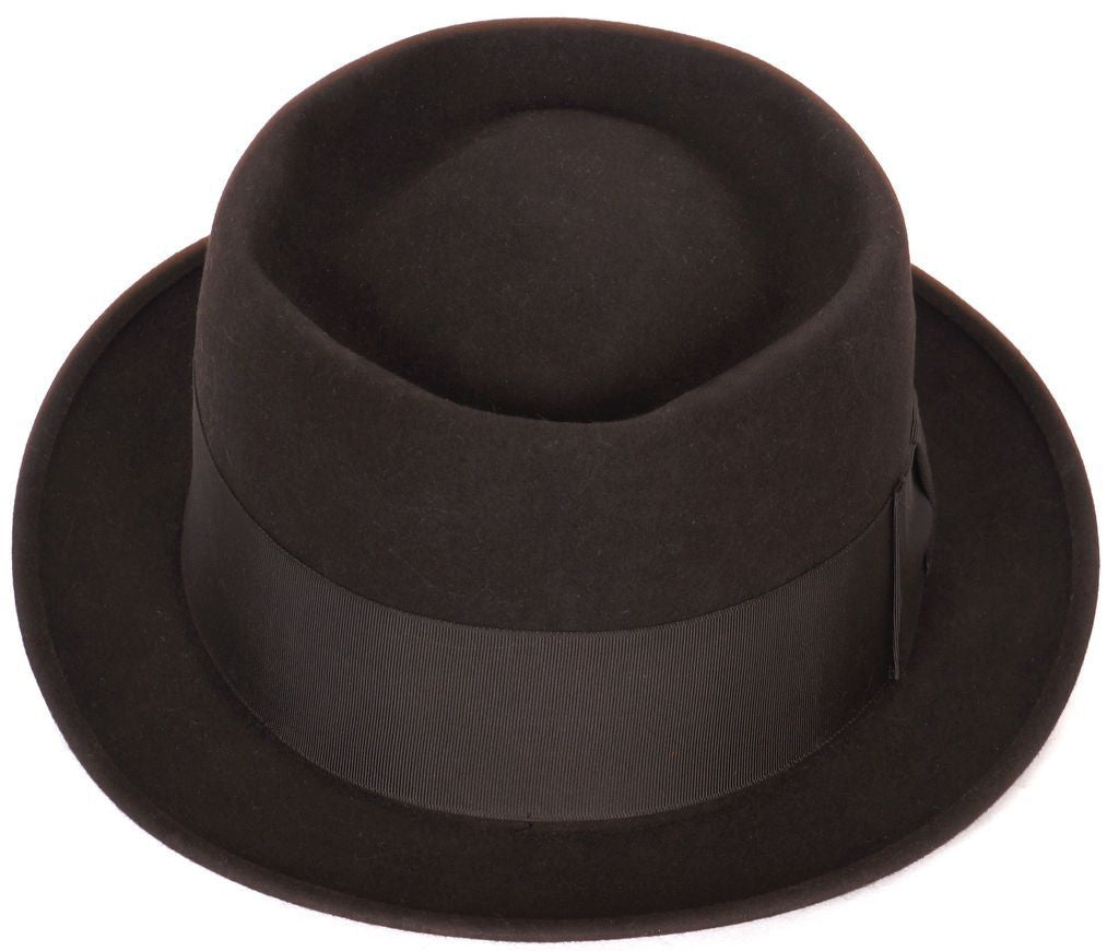Vintage 1940s Pork Pie Hat - Flat Fedora Style - 7 3/8 - Poppy's Vintage Clothing