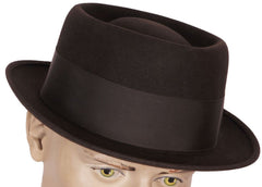 Vintage 1940s Pork Pie Hat - Flat Fedora Style - 7 3/8 - Poppy's Vintage Clothing
