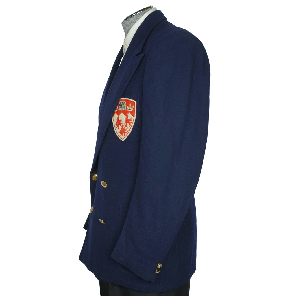 Vintage 1940s Blue Blazer with McGill University Crest 1949 - Poppy's Vintage Clothing