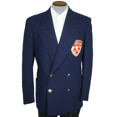 Vintage 1940s Blue Blazer with McGill University Crest 1949 - Poppy's Vintage Clothing