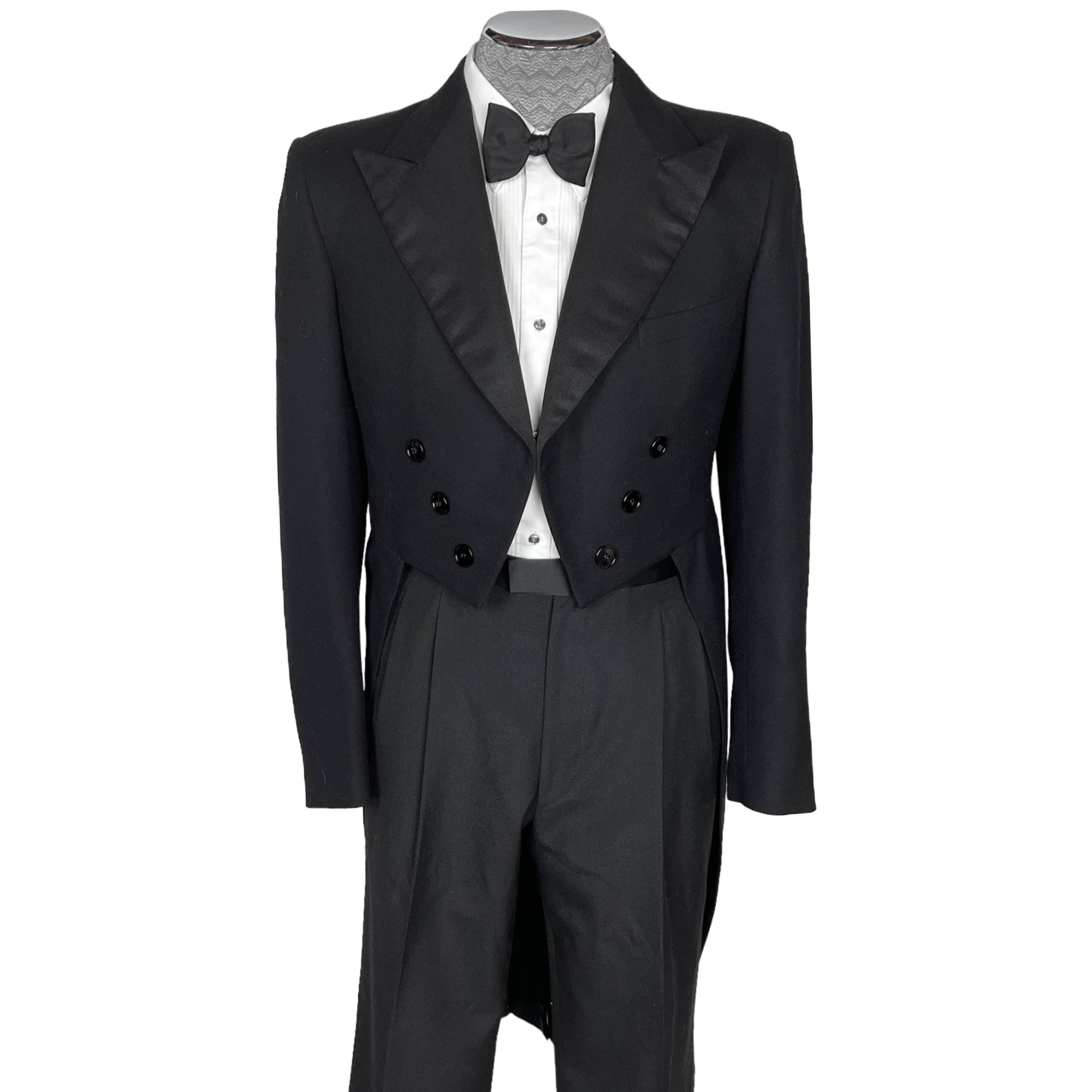 1940s Vintage Cutaway Tails Dated 1949 Tuxedo Tailcoat Sz M