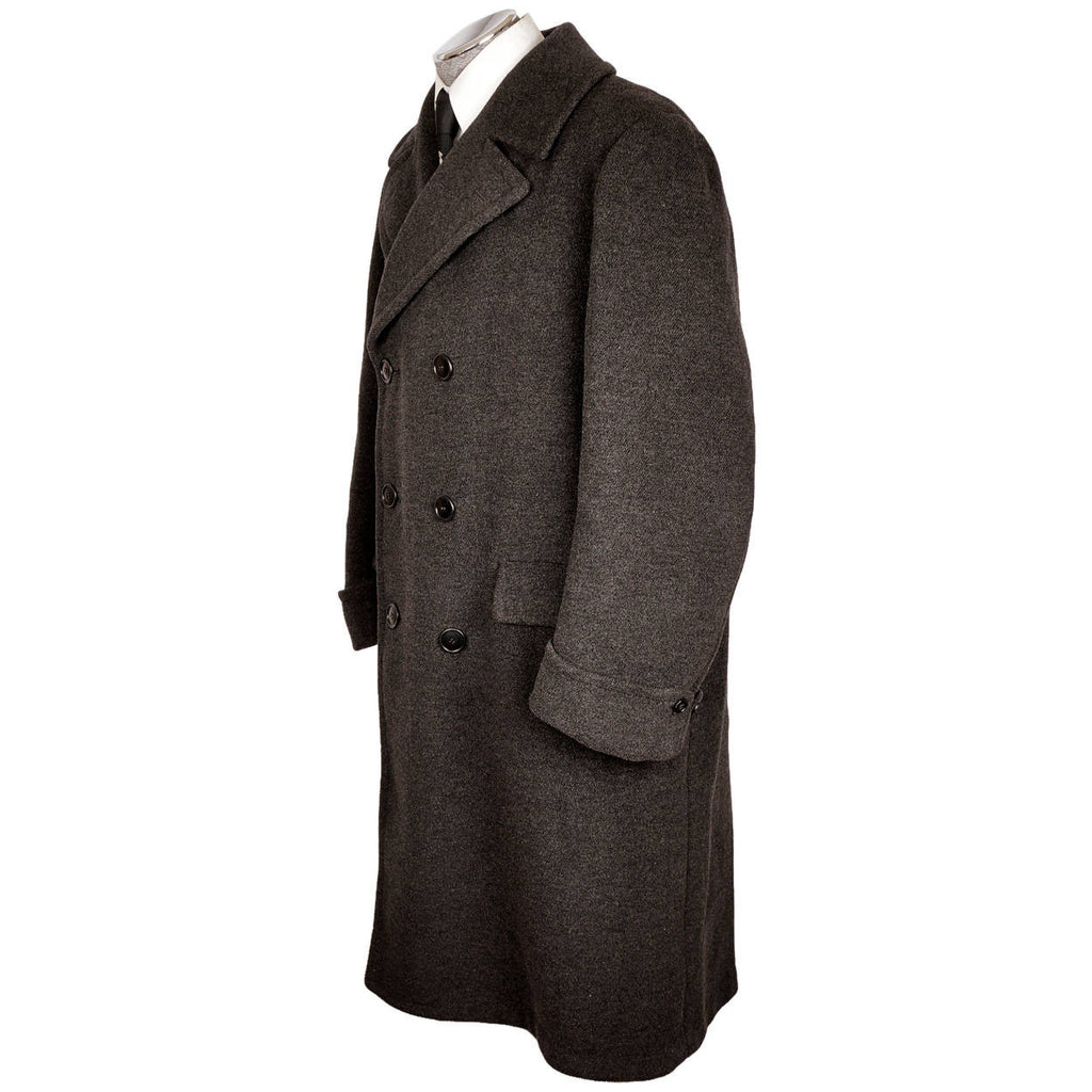 Vintage 1950s Mens Wool Overcoat - Dated 1950 - Size L XL - Poppy's Vintage Clothing