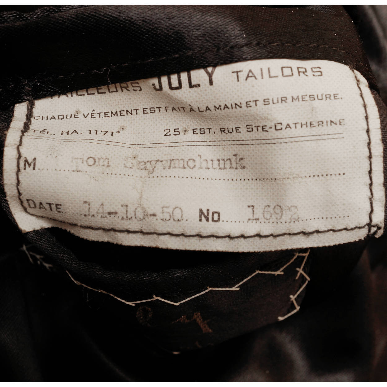 Vintage 1950s Mens Wool Overcoat - Dated 1950 - Size L XL - Poppy's Vintage Clothing