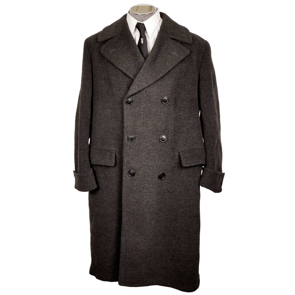 Vintage 1950s Mens Wool Overcoat - Dated 1950 - Size L XL - Poppy's Vintage Clothing