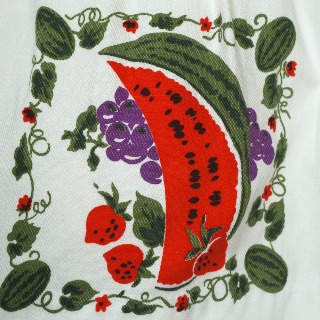 Vintage 1950s Top & Skirt Set Strawberry & Watermelon Print 2 Piece Cotton Pique - Poppy's Vintage Clothing