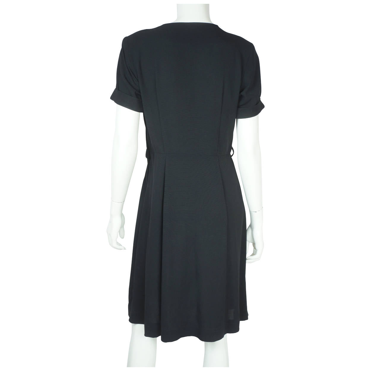 Vintage 1940s 50s Black Rayon Crepe Dress Size M - Poppy's Vintage Clothing