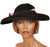 Vintage 1940s Wide Brim Black Felt Hat Ladies Size M - Poppy's Vintage Clothing