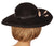 Vintage 1940s Wide Brim Black Felt Hat Ladies Size M - Poppy's Vintage Clothing