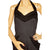 Vintage 1950s Bombshell Halter Dress Black Crepe w Beaded Velvet Size Medium - Poppy's Vintage Clothing