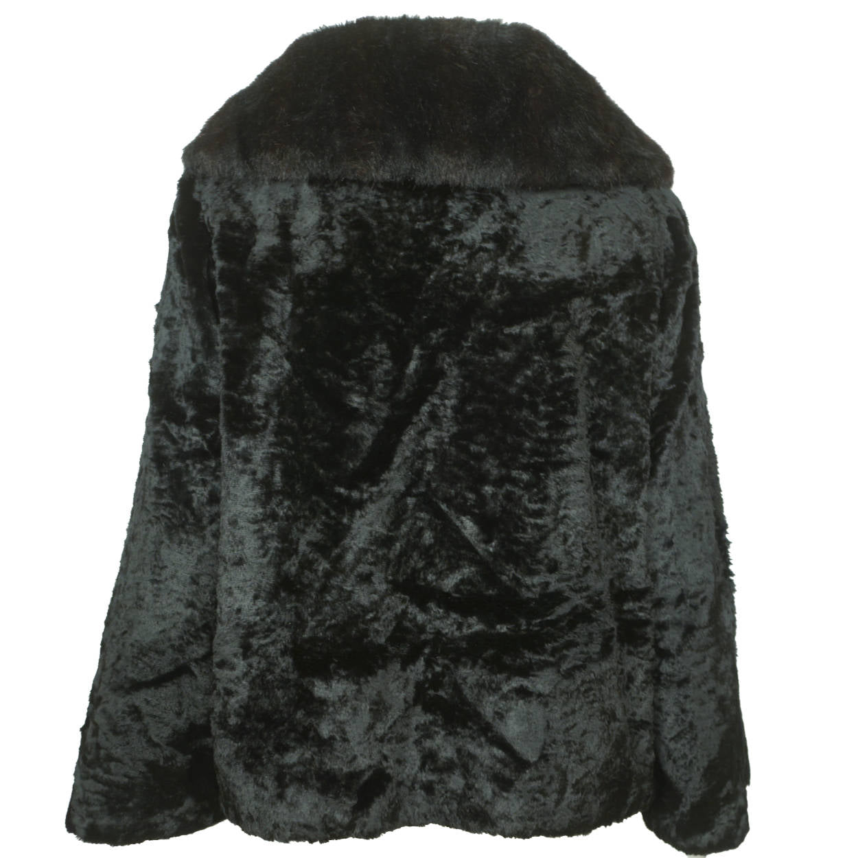 Vintage 1950s Black Velvet Faux Fur Jacket Short Coat Ladies Size M - Poppy's Vintage Clothing